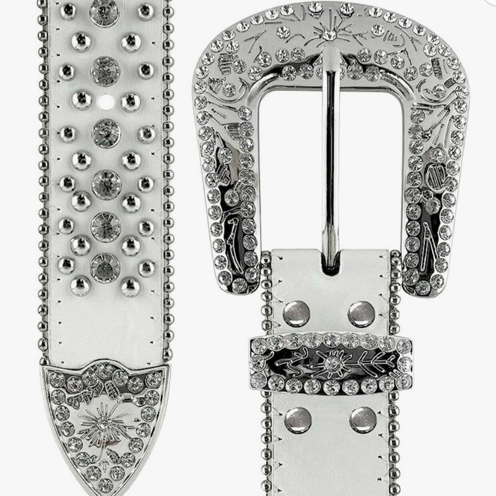 White studded cowgirl/boy belt size xxl